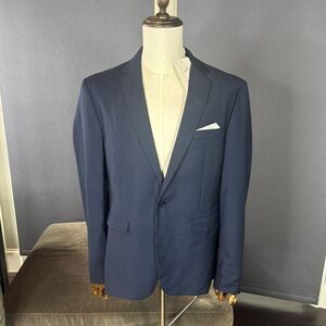 Men’s Mogu Dark Blue Suit Jacket Blazer One Button Notched Lapel Size 42 NEW